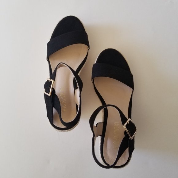 Vicki Vicki Black Platform Espadrille Wedge Sandals  size 7.5  NWOT - Picture 6 of 12